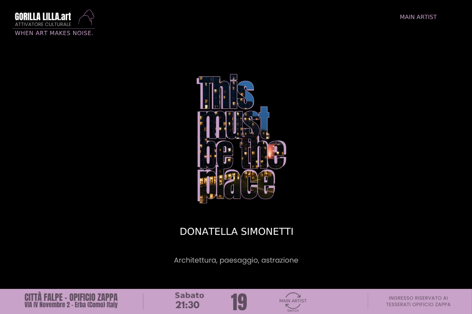 19 settembre donatella simonetti - main artist switch - locandina orizzontale